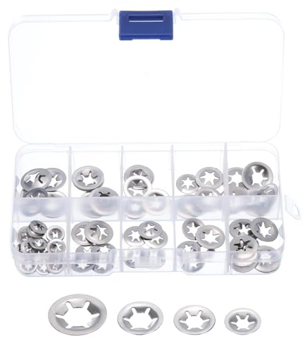 QUARKZMAN 80pz Interno Dente Rondelle Set 4 Dimensioni M3/M4/M5/M6 Rapido Stella Bloccaggio Rondelle 304 Acciaio Inox Spinta Velocità Fascette Fissaggio