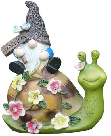 Statue da giardino a forma di gnomo solare, cartello di benvenuto, decorazione da giardino, statue da giardino, statuette da giardino, statuette in resina, statua solare a forma di, decorazioni