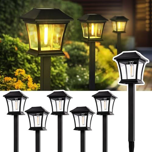 GIGALUMI Solarlampen für Außen，6 Stück Einzigartige Solarleuchten Garten Deko, Wasserdichte Solar Gartenleuchten für Garten, Terrasse, Landschaft, Gehweg, Warmweiß