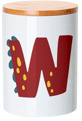 Keramiktopf mit Deckel Bambus - W William Walter Vorname Dinosaurier-Zeichnung Kind - 739 ml (25 oz) - Topf