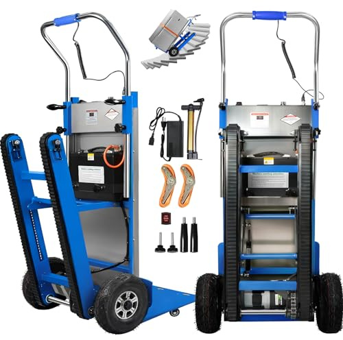 1250W Electric Stair Climbing Hand Truck with Rubber Tracks, 900lbs Stair Climber Trolley Lithium Battery with Safety Rope, Heavy Duty Stair Climber, Warehouse Logistics, Transport, Moving Furniture