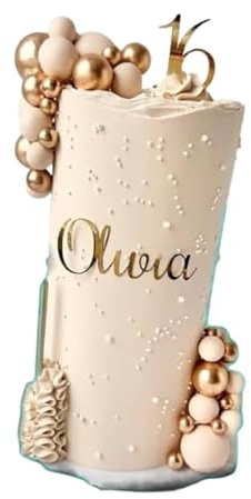 Personalise Letters/Name/Numbers/Age; Anniversaries; Birthdays, Wedding, Bridal, Baby Showers, Gift Items, Party Etc Cake/Cupcake Topper/Decoration- Mirror Card (Gold)