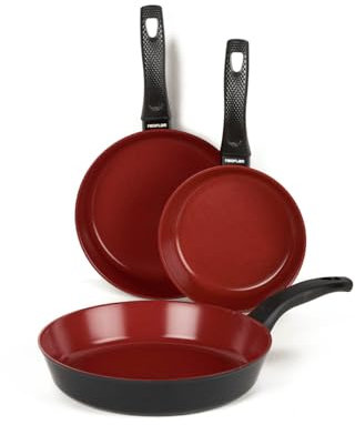 CLASSE ITALY, Set Padelle antiadenti 3 Pz. senza PFAS, Antiaderente a 5 strati senza PTFE, PFOA, 100% sicuro, Linea TUSCANY, per Induzione e Fiamma