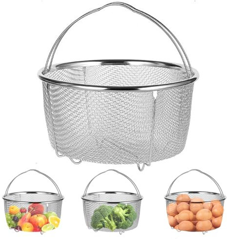 Cestello in Acciaio Inossidabile per Cottura a Vapore Con Manico - Inserto per Verdure per Cucina (20cm)