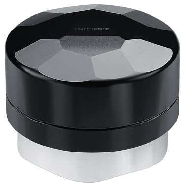 Normcore Distribuidor de café por gravedad de 58,5 mm, nivelador de café con parte superior de corte de cristal con base autonivelante para portafiltros de 58 mm, nivelador distribuidor de café