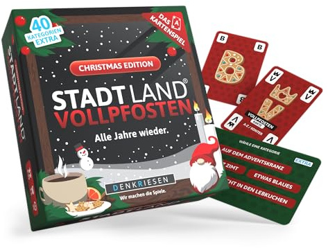 DENKRIESEN Bonuspack Stadt Land VOLLPFOSTEN Kartenspiel Christmas Edition | 190 weihnachtliche Kategorien für 3–6 Spieler ab 8 Jahren, ideal für Advent, Wichteln und die Weihnachtszeit.