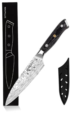 MOSFiATA 4 Inch Paring Knife, Ultra Sharp Small Kitchen Knife Fruit Knives with Sheath, German High Carbon Stainless Steel EN1.4116 Precision Cooking Vegetable Knife for Carving, Peeling, Trimming