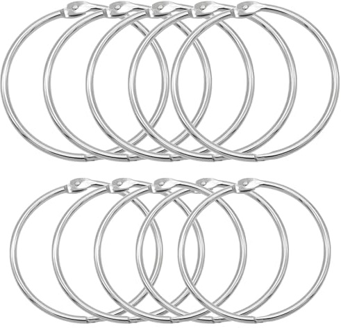 Srvauyea 10 Piezas Anillo de Encuadernación de Metal, 80mm Anillos de Metal Grandes, Anillas para Llaveros, Anillas Encuadernar con Cierre Rápido para Llaveros Álbum de Recortes Carpeta Cortinas