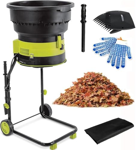 Electric Leaf Mulcher Shredder 2500w With Wheels,8000rpm Chipper,17:1 Reduction,54cm Feed Hopper Opening,Garden Cleanup Tool,Includes Storage Bag,For Home Use And Farms