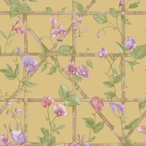 Holden Botany Trailing Floral Trellis Traditional English Garden Style Wallpaper Ideal for Living Rooms Dining Rooms Hallways Kitchens Ochre (14201)