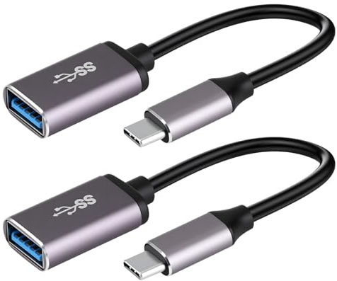 Lote de 2 adaptadores USB C a USB 3.0, 5 Gbps cable OTG tipo C a USB A tipo C macho a USB A hembra Adattatore compatible con tabletas iPad MacBook Galaxy S24/S23/S22 Ultra
