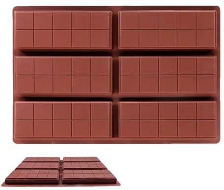 In Silicone Per Cioccolato,6 Scomparti Formine Barrette Silicone | Antiaderente Resistenti al Calore per Creare Artigianato Pasta di Zuccero Sapone Dolci Festività Paste