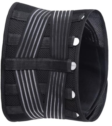 ABOOFAN Cinturón Transpirable de Soporte Lumbar para Fitness y Running, Talla L, Color Negro, Corsé Ortopédico Compresión para Aliviar Dolor de Cintura, Protección para Entrenamiento