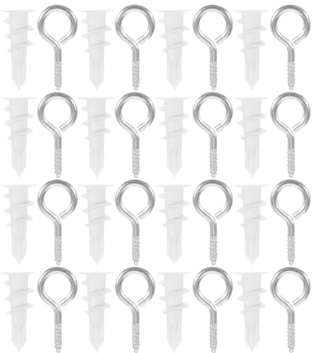 COHEALI Set 20 Pezzi Tasselli Autofilettanti per Cartongesso 15X32Mm Viti e Ganci ad Occhiello Ancoraggi a Vite per Fissaggi Robusti su Pareti in Cartongesso Kit Professionale per