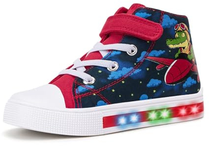 Boys Light-Up Trainers, Kids High Top Shoes Size 9, Crocodile Pilot