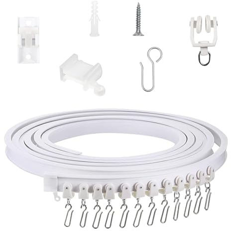 GZDILUOGS Flexible und Biegbare Decken Vorhangschiene,3m Gardinenschiene Gebogene Gardinenschiene mit Stummen Rollen Vorhang Schiene für Wohnmobile Duschecke RV Raumteiler