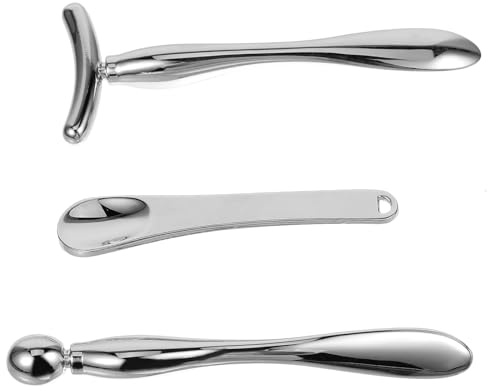 Uonlytech Lot de 3 Applicateurs en Alliage de Zinc pour Crème Contour des Yeux, Bâtonnets de Massage Oculaire Multifonctions, Cuillères à Maquillage Compactes pour Soin du Visage et Massage