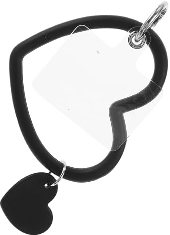 Genérico Cordón para Teléfono con Llavero en Silicona Negra con Forma de Corazón, Pulsera de Muñeca Anticaída para Smartphone, Accesorio Protector y Charm para Funda de Teléfono