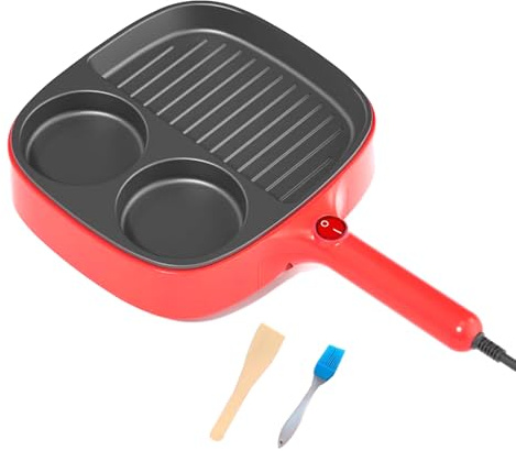 Padella elettrica, piastra antiaderente per cuocere panini, muffin, hamburger, bistecca e pancake