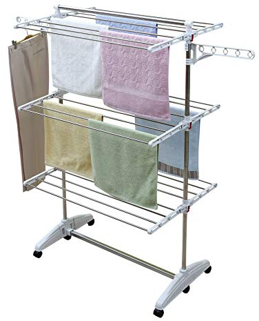 One Click Luxus Wäscheständer platzsparend - Standtrockner hoch - Wäscheturm auf 3 Ebenen