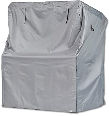 Mehr Garten Strandkorb Schutzhülle winterfest, 125x100x165/140 cm, grau, Oxford 600D Gewebe, Strandkorbhülle wasserdicht, UV-beständig und wetterfest, Abdeckung Strandkorb
