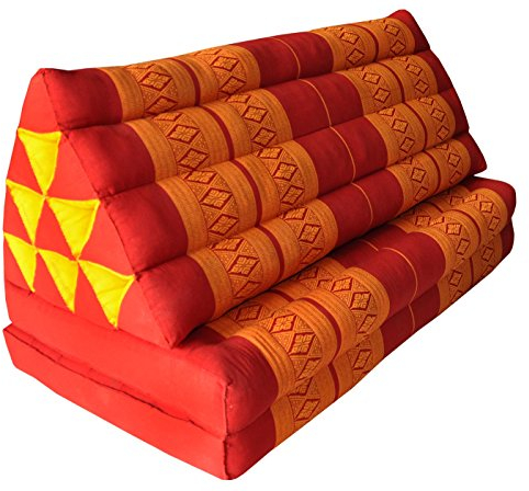 Wilai Kapok Thaikissen Kissen mit Zwei Auflagen XXL, rot/orange