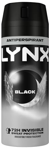 Lynx Black Anti-Perspirant Aerosol Men's Deodorant Spray with ProScent technology and a frozen pear & cedarwood fragrance for 72 hours protection against odour and wetness 150 ml