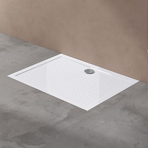 doporro Duschtasse Duschwanne 90x120x4 Ablaufgarnitur aus Acryl Weiß | Duschwanne für bodenebene Montage mit DIN-Anschlüssen, Ablaufgarnitur AL01 & Anti-Rutsch-Profil – stabil & sicher Lucia02