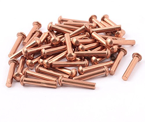 UXCELL A15091700UX0447 50 pz 1/20,3 cm x 5/20,3 cm a testa tonda in rame massiccio rivetti elementi di fissaggio