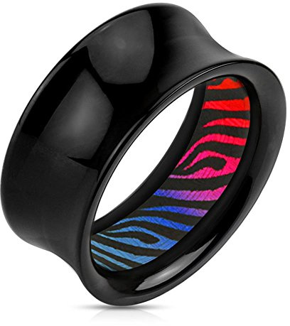 Tapsi´s Coolbodyart® Flesh Tunnel Ohr Kunststoff Acryl Zebra Regenbogen 12mm