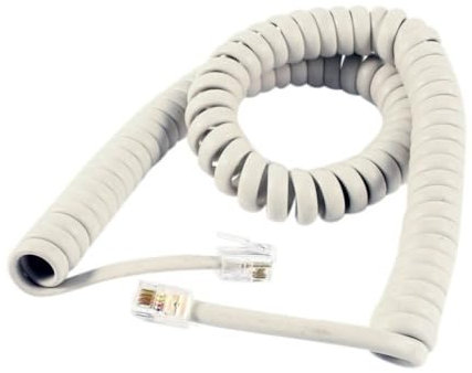 TrAdE shop Traesio- Set 2PZ. Cavi TELEFONICO SPIRALATO 3MT Spirale Beige RJ9 4P4C CORNETTA Telefono
