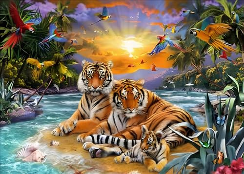 MXJSUA Diamond Painting Erwachsene, Tiger Vogel Diamant Painting Bilder 30x40cm 5d Diamond-Painting Geeignet Als Geschenk, Zur Entspannung und Als Wanddeko
