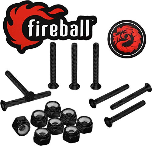 Fireball Dragon Black Stainless Steel Skateboard Hardware Set (Flat Allen, 1.0)