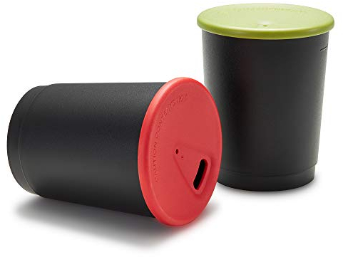 achilles Kaffeebecher 4er-Set - Coffee-to-go-Becher - spülmaschinenfeste Mehrwegbecher mit Deckel - 330ml - Becher schwarz - Deckel bunt