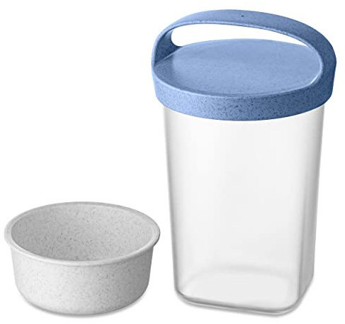 Koziol BUDDY 0 7 Snackpot mit Einsatz und Deckel 700ml Blau-weiß 17 5cm