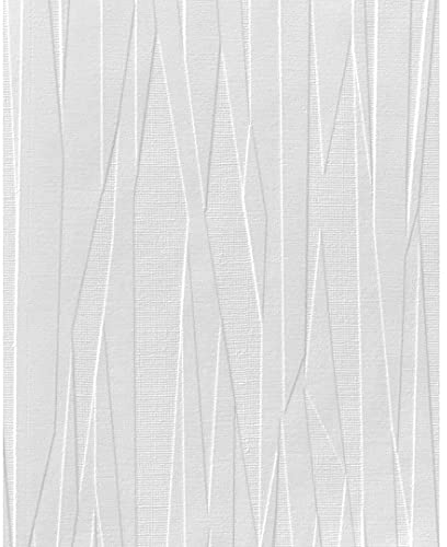 Anaglypta - Carta da parati 3D in vinile, effetto legno, stile rustico, verniciabile, colore: bianco