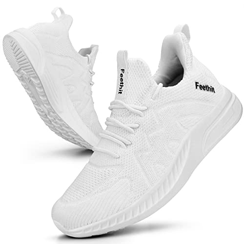 Feethit Women Trainers Casual Sneaker Shoes Gym Sport Tennis White 7