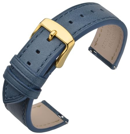 ANNEFIT Uhrenarmband 16mm 17mm 18mm 19mm 20mm 21mm 22mm, Schnellverschluss Lederarmband Ersatz mit Edelstahl Metall Schließe