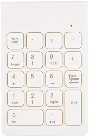 ciciglow USB Wireless Numeric Keypad, Ergonomic Keyboard, Number Block Zusatztastatur, 18 Tasten, Leicht, Tragbare Tastatur, Für Laptop Desktop Computer PC(Weiß)