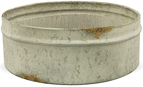 matches21 Schale Zink Metall Pflanzschale Deko Metall Pflanzen Blumenschale grau/zinkfarben 1 STK Ø 21,5x8 cm