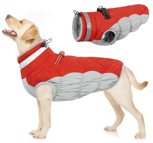 Hundejacke Winter, Hundepullover Mittelgroße Hunde Winterjacke Hund Wasserdicht Hundepullover Hundejacke Fleece Hundebekleidung Winter(Rot, M)