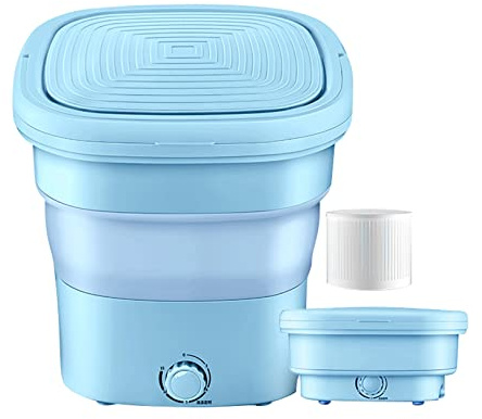 11L Portable Washing Machine, Bucket Semi-automatic Underwear Foldable Washer with Spin Dryer, for Socks Underwear,Blue Ray Sterilization Ultrasonic Automatic Folding Clothe for Camping Travel Home