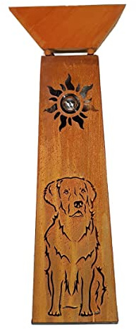 Dekosäule Edelrost inkl. Schale Motiv golden Retriever + Willkommen Höhe ca. 115cm Pflanzsäule Edelrost Dekosäule Rostsäule (beleuchtbar)