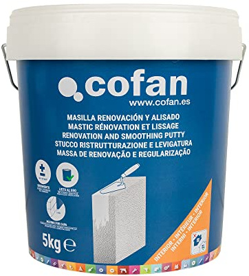 Cofan Masilla de Renovación y Alisado en Pasta | Para Uso Interior | Cantidad: 350 g, 750 g o 5 kg (5 kg)