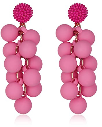 EVER FAITH Pendientes Mujer Colgantes de Color Macaron Aretes de Acrílico con Forma de Bola para Niña