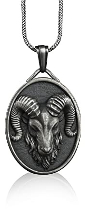 BySilverStone Jewelry – Handgefertigte Widder-Silber-Herren-Halskette, Himmlische Widder-Silber-Halskette, Widder-Charm-Anhänger, Sternzeichen-Herren-Halskette, Halskette Für Herren, Männer-Geschenk