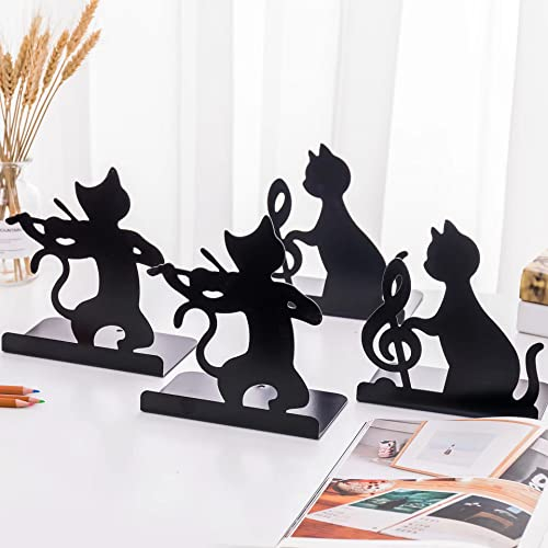 RZXBB 2 Paar Metall Buchstützen Katze,Buchhalter,Anti Rutsch Regal Buchhalter,Niedliches und Dickes Buchhalterung,Bookends,Buch Halter für Regal, Büro, Bibliothek, Haus und Schule