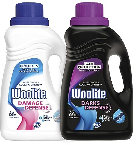 Woolite Darks Defense Liquid Laundry Detergent, 33 Loads, 50 Fl Oz & Woolite Damage Defense Laundry Detergent, 33 Loads, 50 Fl Oz Bundle, Regular & HE Washers, Packaging May Vary