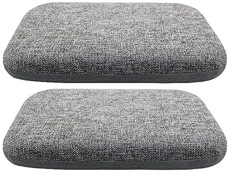 PIPOEI Stuhlpolster für Esszimmerstühle 2er Set mit Bändern, 4cm Dicke Memory Foam Stuhlpolster rutschfestes Hufeisen Sitzkissen, Leinenkissen waschbarer Bezug Pad Schwarz,45 x 45 x 4cm