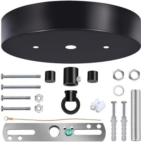 MAYOMAJO 5-1/8 Inches Light Canopy Kit with Heavy Duty Replacement Ceiling Cover Plate & Mounting Hardware for Lighting Fixtures Chandelier Pendant Lamp or DIY Project (Black)